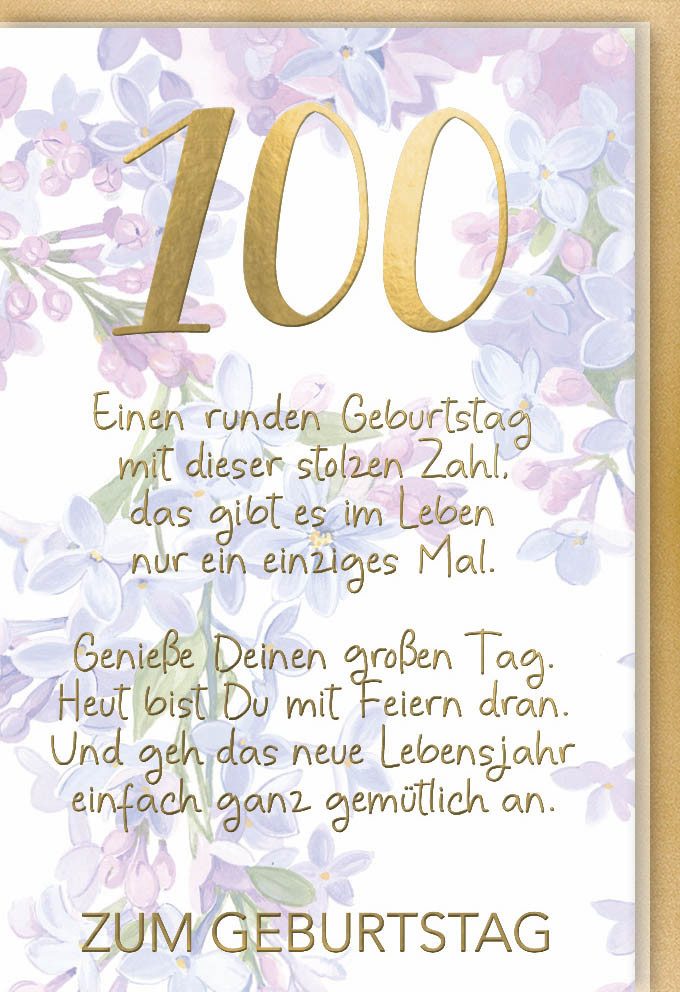 Verlag Dominique Grußkarten 100. Geburtstag Glückwunschkarte im