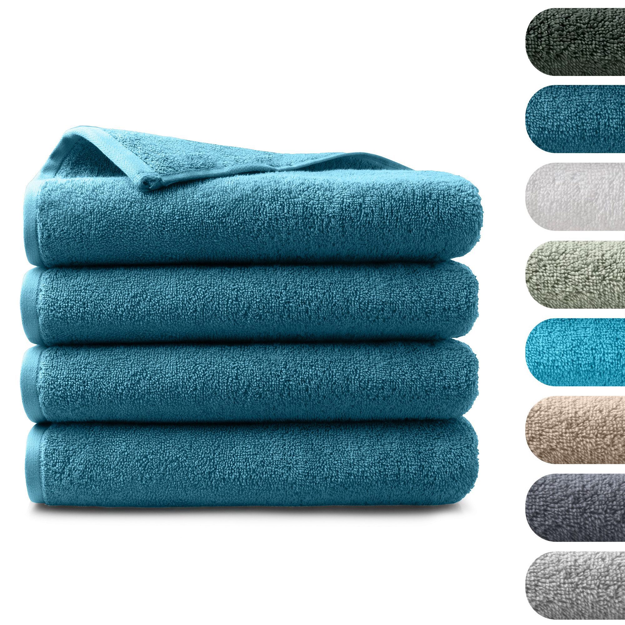 BARBONS Badetücher Duschtücher Set, Handtücher 4-tlg 70x140cm Badetuch, Handtuch, (4-St), Walkfrottee, 100% Baumwolle, saugstark, weich