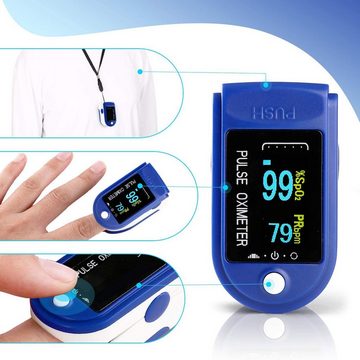 HAC24 Pulsoximeter Pulsoxymeter OLED Finger Puls Messgerät Sauerstoff Blut Sauerstoffsättigung SpO2 Pulsoximeter, Inklusive Trageschlaufe, Tasche und Batterien