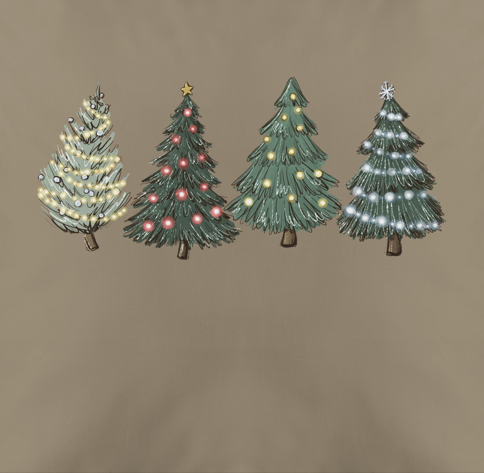 3 Beige Weihnachtsbäume, Shirtracer Christmas Dekokissen Weihnachtskissen