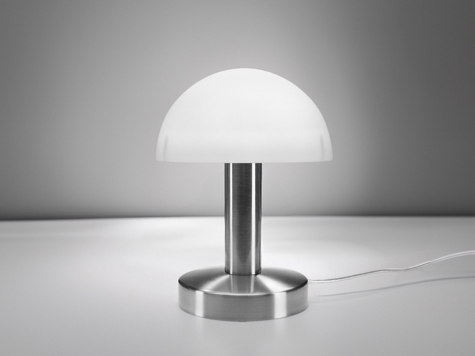 meineWunschleuchte Nachttischlampe kleine Touch Tischlampe, Höhe 21cm, Dimmfunktion, ohne Leuchtmittel, Pilzlampe dimmbar, Tischleuchte mit E14 Glas Lampenschirm