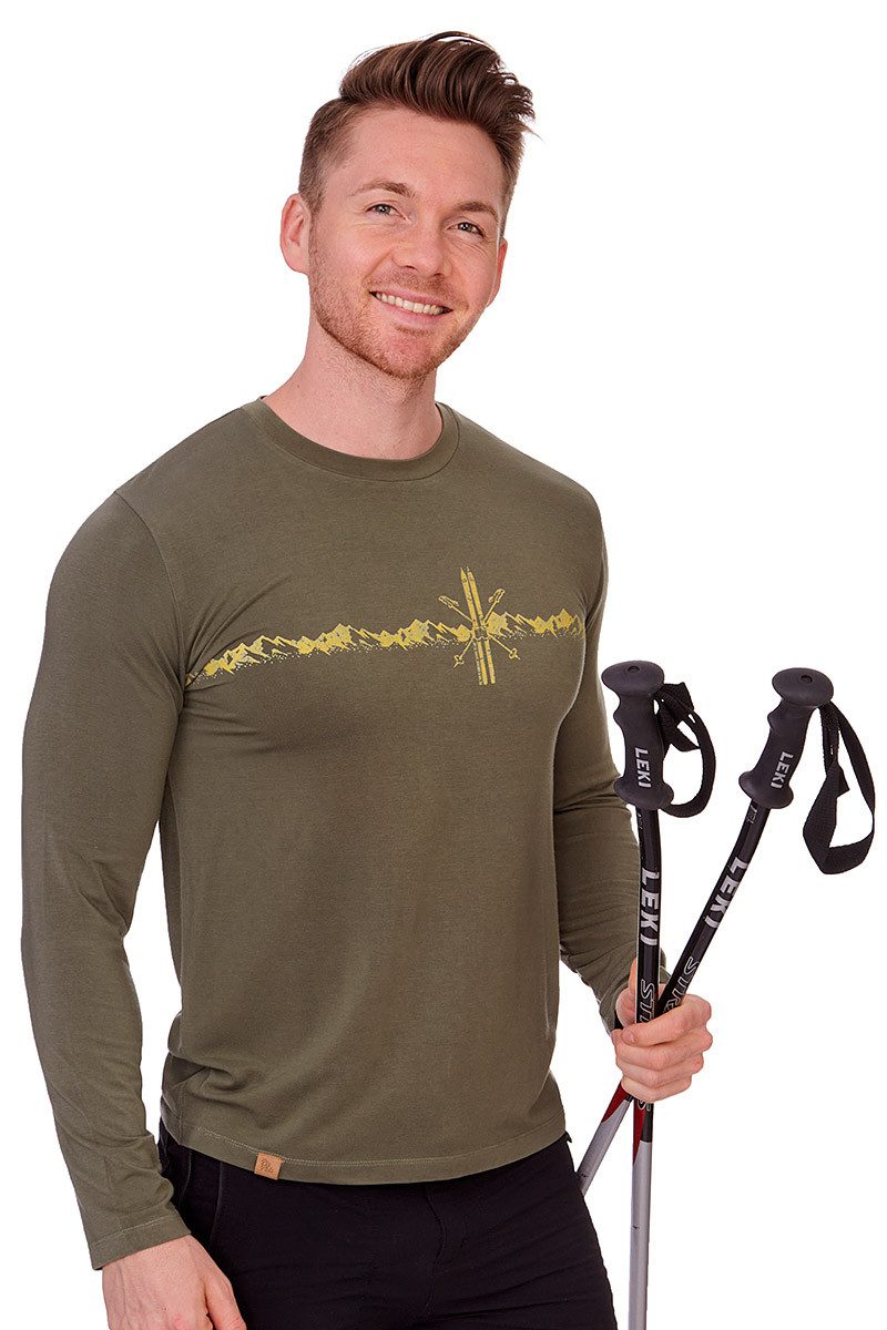 Piz Palü Strickpullover Longsleeve Herren - UNTERAMMERGAU - dunkelblau, oliv