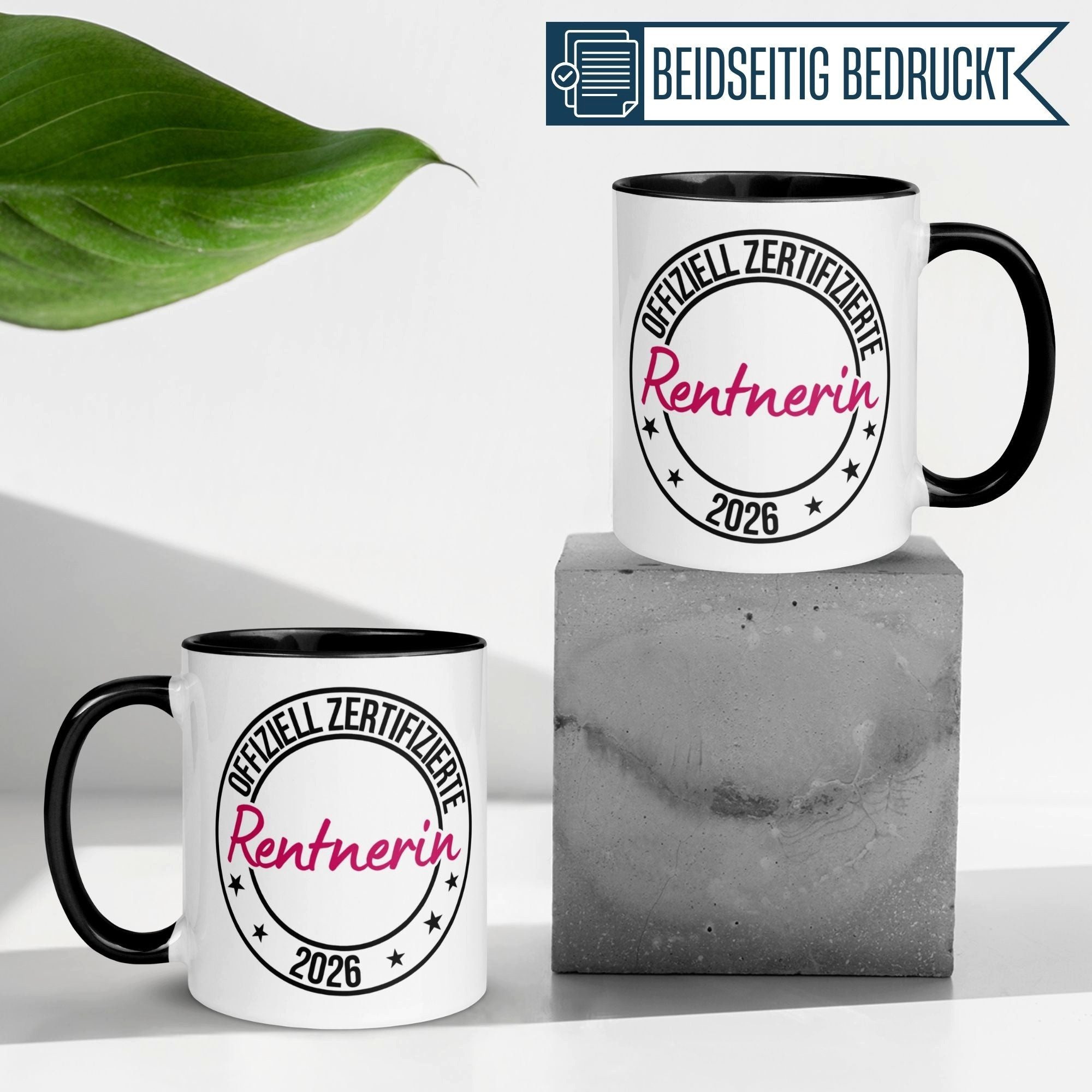 Momentals Tasse Rente Geschenk Frau – „Offiziell Zertifizierte Rentnerin 2026“, Gratis Versand · Links-&Rechtshänder · Spülmaschinenfest