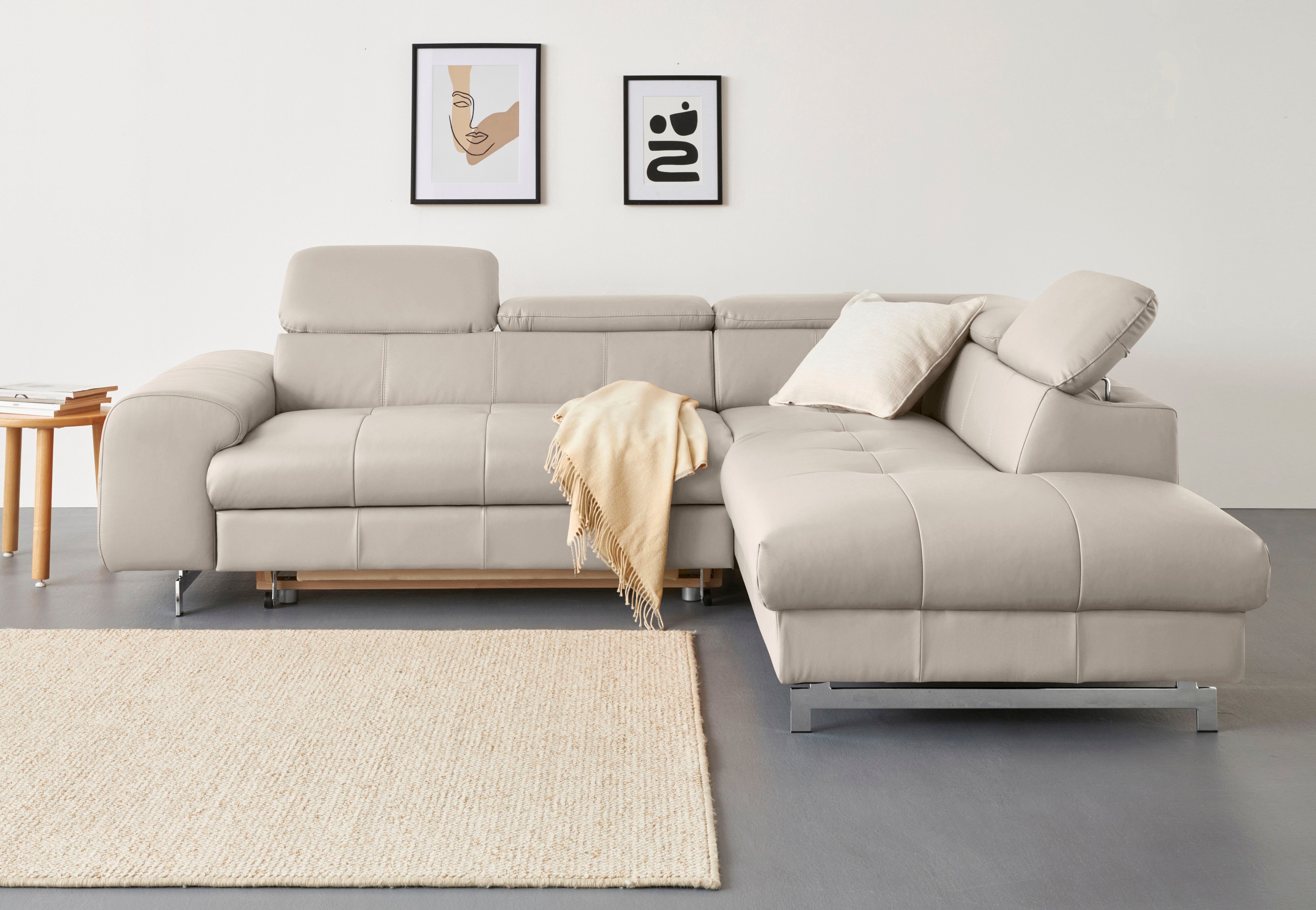 COTTA Ecksofa "Chef L-Form", mit Kopfteilverstellung, edle Metallkufen, wah günstig online kaufen