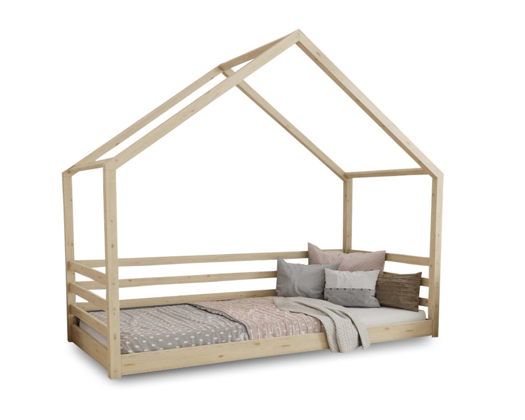 Deine Möbel 24 Hausbett Kinderbett Einzelbett COMET Weiß Grau Kiefer Beige günstig online kaufen