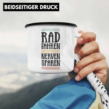 Trendation Thermotasse Trendation - Fahrrad Radfahrer Geschenk Rennrad Bike Geschenkidee Männer Emaille Tasse Fahrradfahrer KaffeeEmaille Tasse