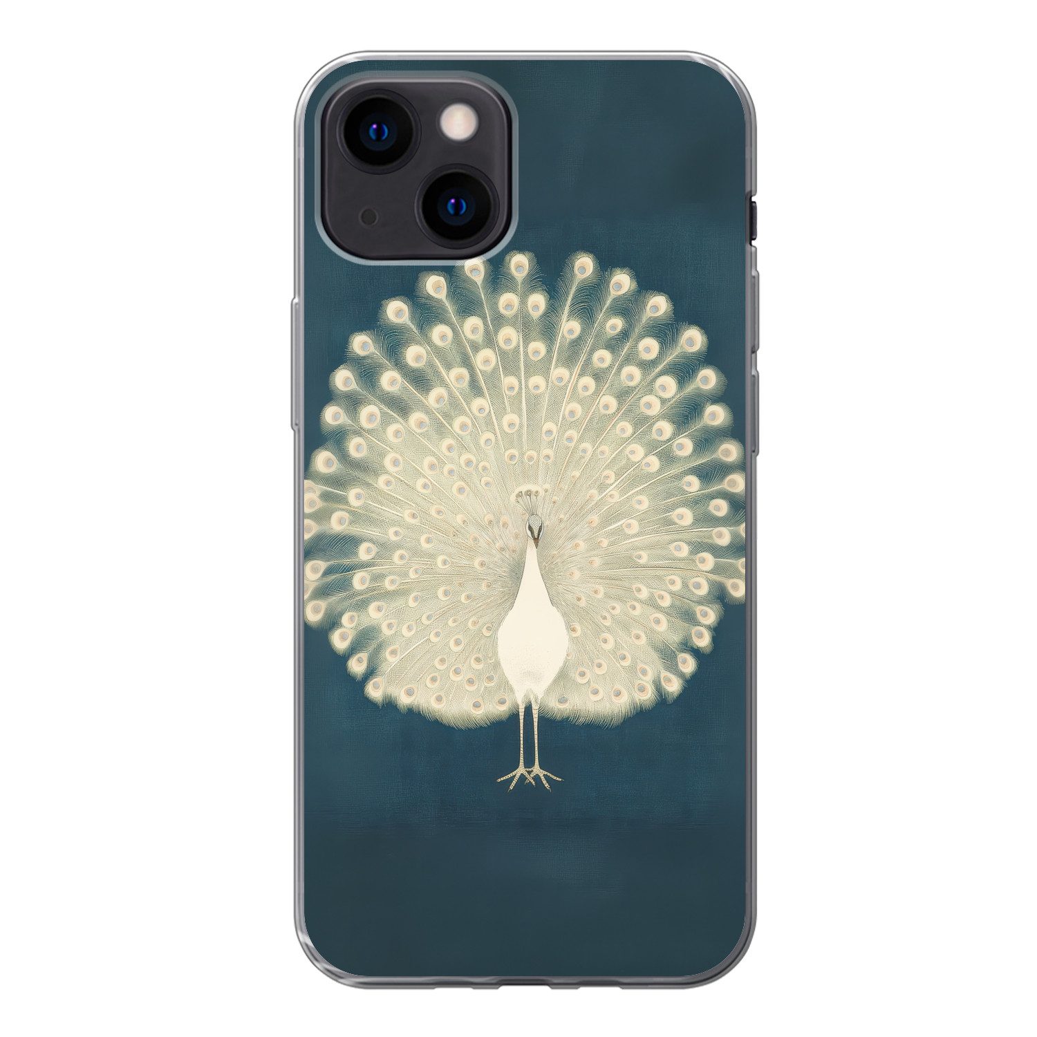 MuchoWow Handyhülle für Apple iPhone 13 mini Vogel - Blau - Vintage, Smartphone-Bumper, Print, Handy Schutzhülle Dünn