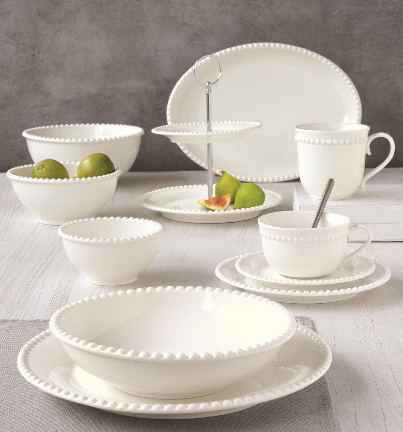 EasyLife Servierschale Tiffany, Porzellan, Spülmaschinengeeignet, Weiß, Punkte, H: 9cm