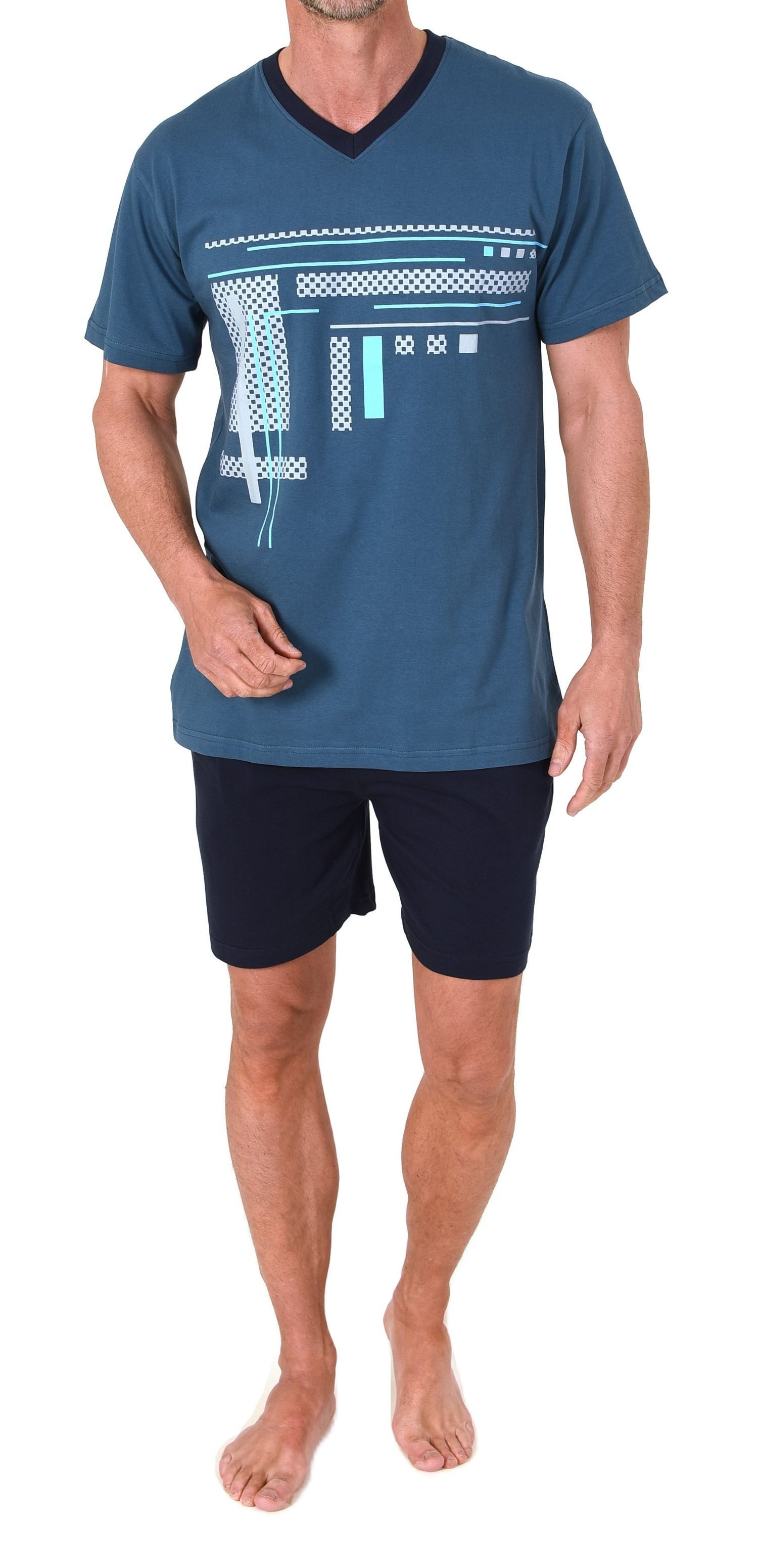 Normann Pyjama Normann Herren Schlafanzug Shorty mit Frontprint - auch in Ü günstig online kaufen