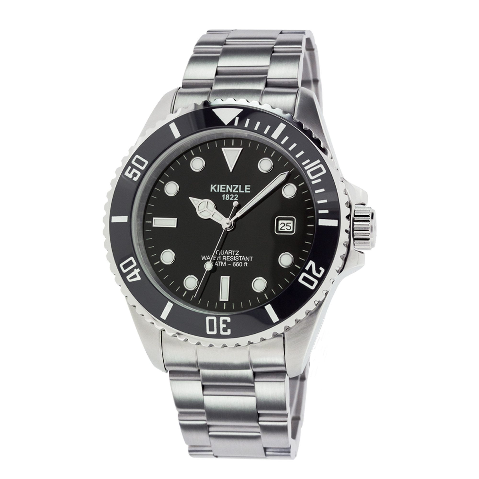 Kienzle Quarzuhr TAUCHER Quarz Armbanduhr Edelstahl schwarz