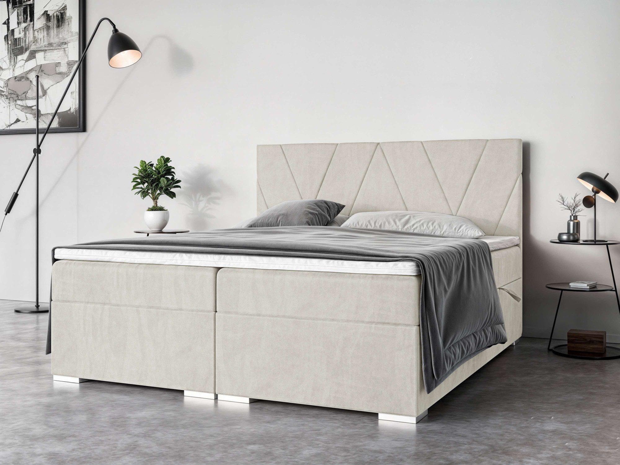 Home affaire Bett Liania mit Matratze und Topper, in 2 Breiten (160 und 180 cm), Boxspringbett mit Bettkasten, Matratze (BFK/TFK) und Topper