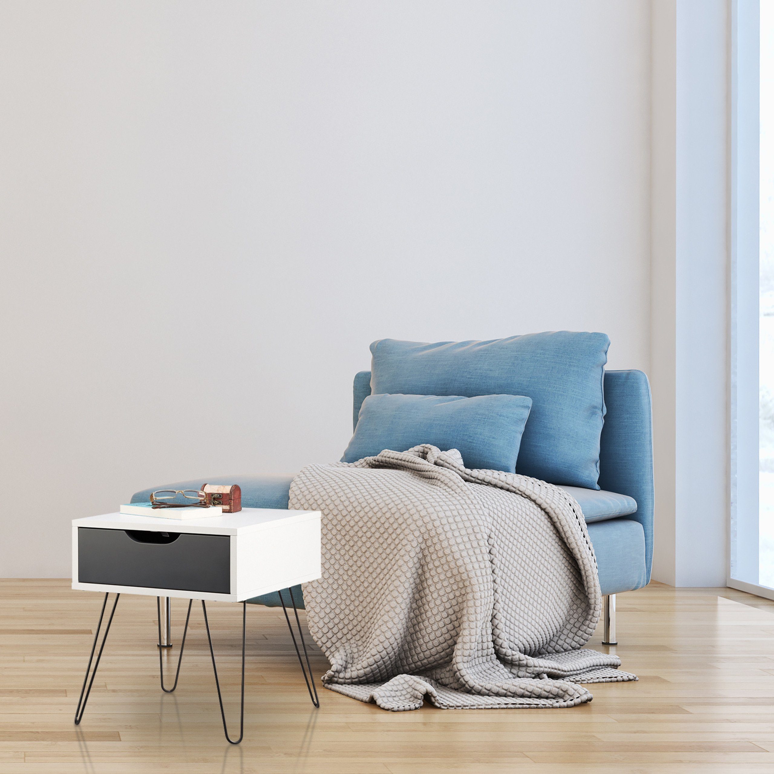 relaxdays Nachttisch weiß grau günstig online kaufen