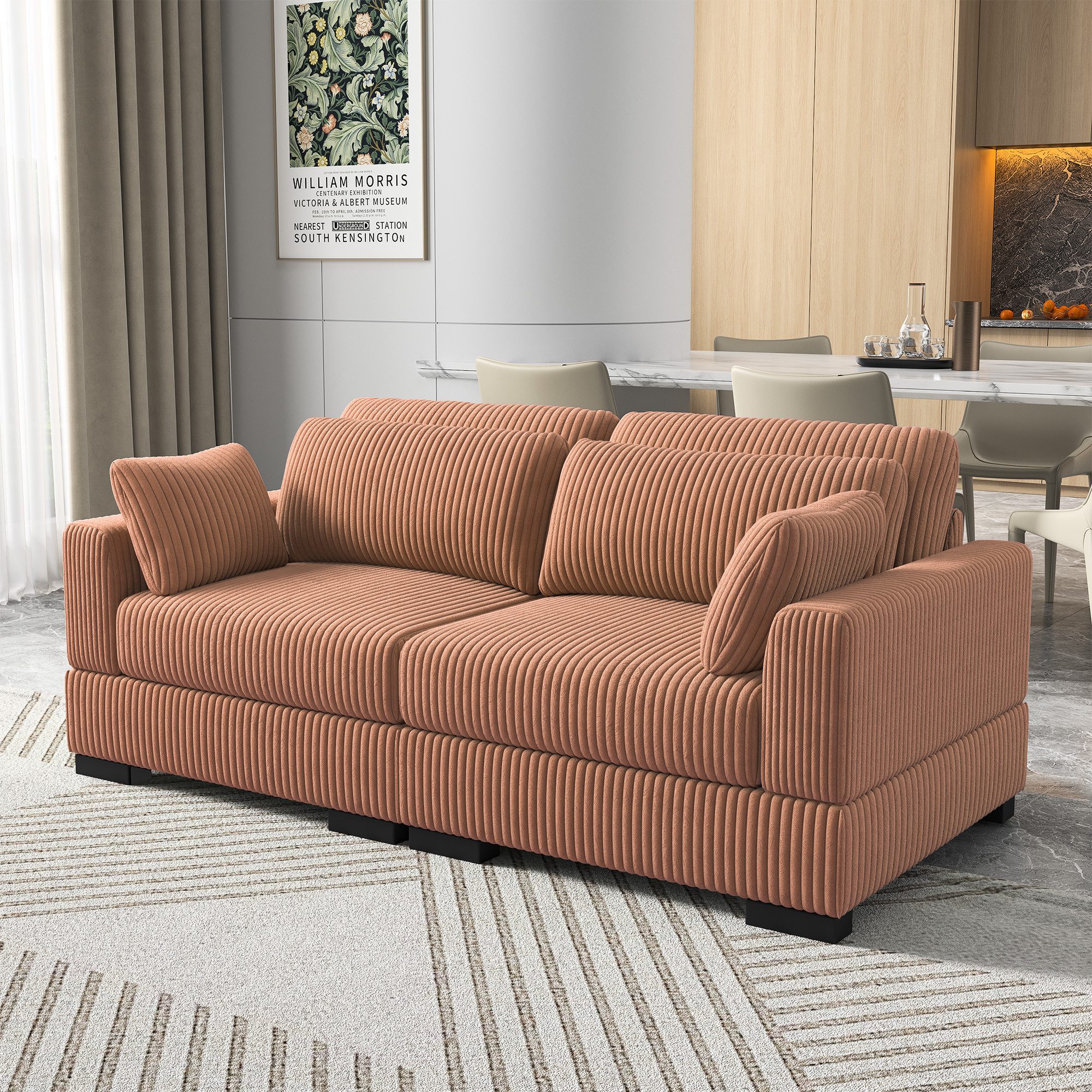 Furnishings Home Loungesofa Sofa Polstersessel, 1/2-Sitzer Couch, Polstersofa, Cord Stoff, 180 x 88 x 85 cm, ideal für Wohnzimmer & Schlafzimmer & Büro