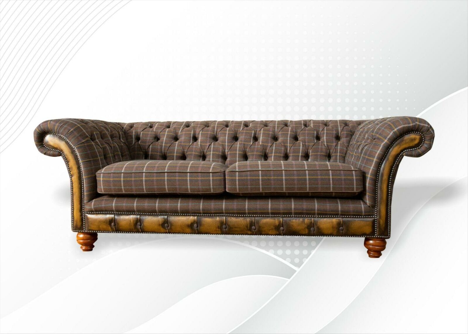 JVmoebel Chesterfield-Sofa Luxus Braune Chesterfield Couch 3-Sitzer Textilmöbel Neu, Made in Europe