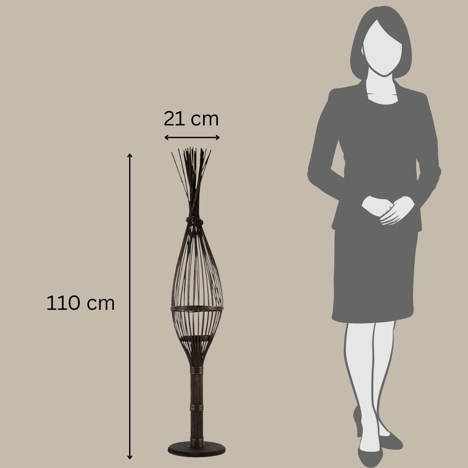 Marrakesch Orient & Mediterran Interior Windlicht Windlicht Freek Braun 110 cm Rattan Holz Laterne Boho Deko Wohnraum (1 St), Handarbeit
