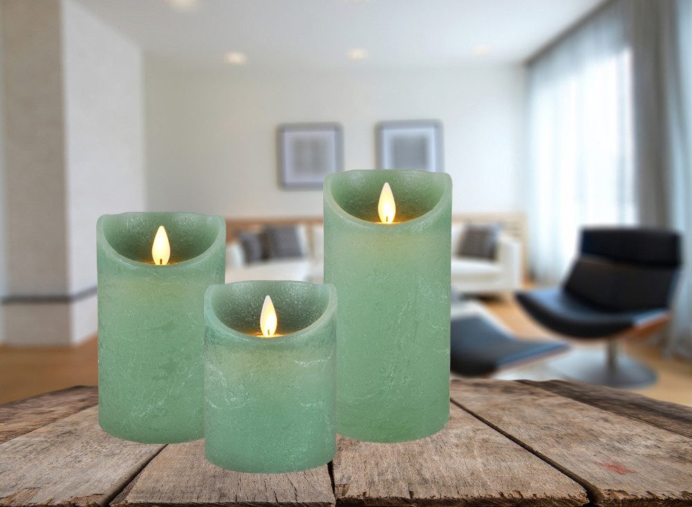 Coen Bakker Deco BV LED-Kerze LED Echtwachskerze Kerze 10 / 12,5 / 15 cm Timer Ø 7,5cm Wachskerze (1-tlg), große Farb- und Größenauswahl, Echtwachskerzen mit Timerfunktion