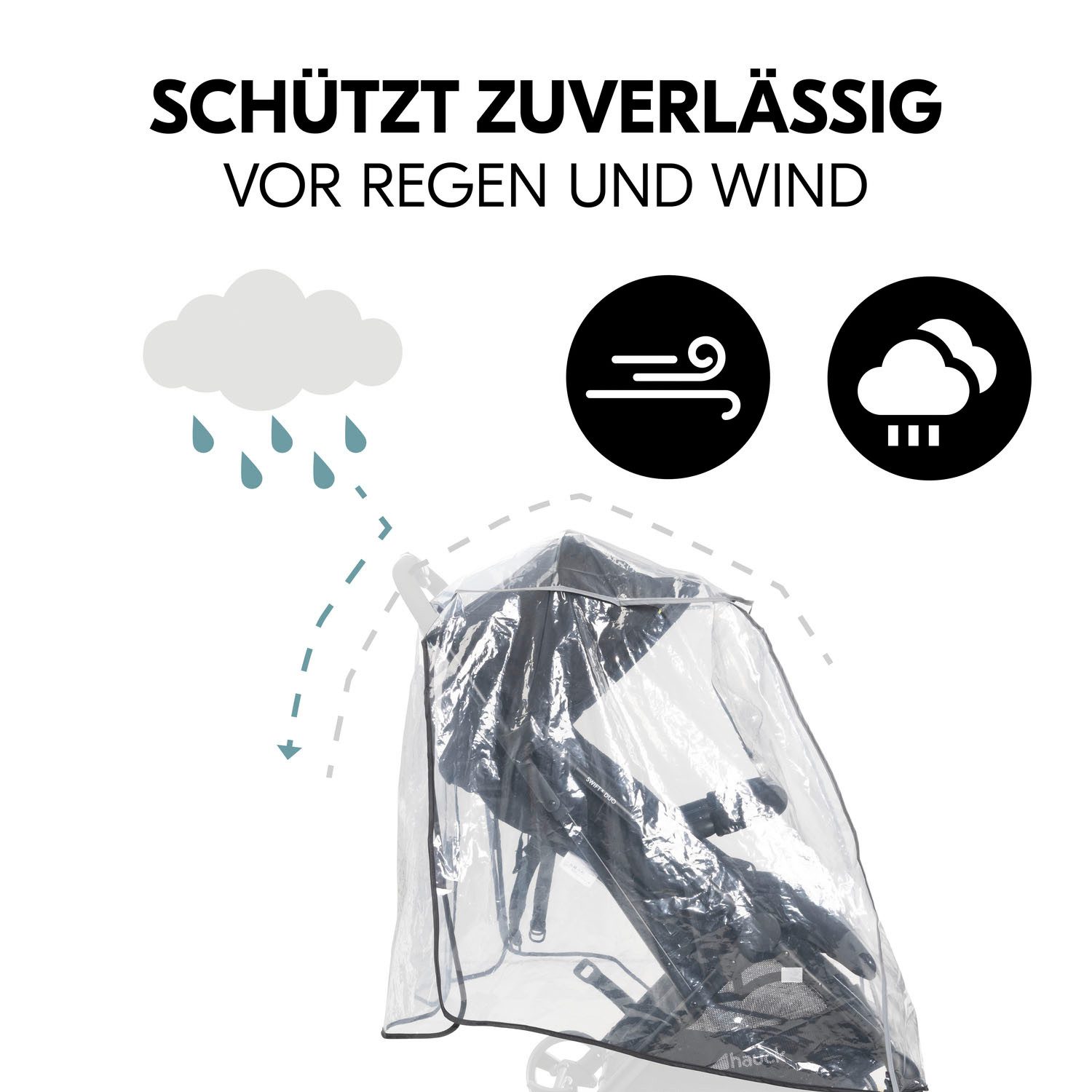 Hauck Kinderwagen-Regenschutzhülle Pushchair Raincover Duo, für Geschwisterwagen