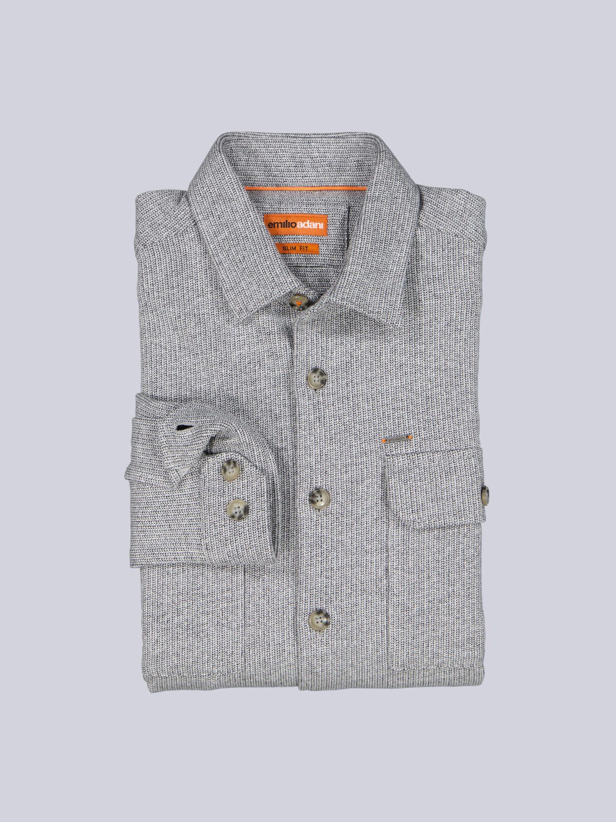 emilio adani Langarmhemd Herren Overshirt in Sweat-Warenqualität, Hellgrau – Bild 4 von 5