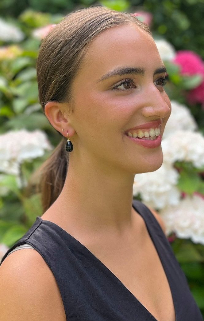 Mugello Paar Ohrhänger Lea schwarz gold-platt. klassisch elegant festlich, made in Germany Heide Heinzendorff, hochwertige Glashandwerkarbeit