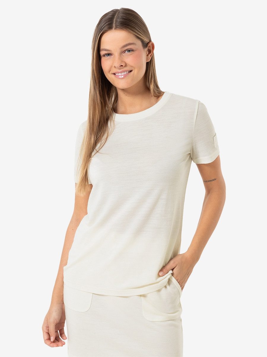 SUPER.NATURAL T-Shirt für Damen, nachhaltig, Merino CASUAL RIB BIO J TEE casual, gerippter Kragen