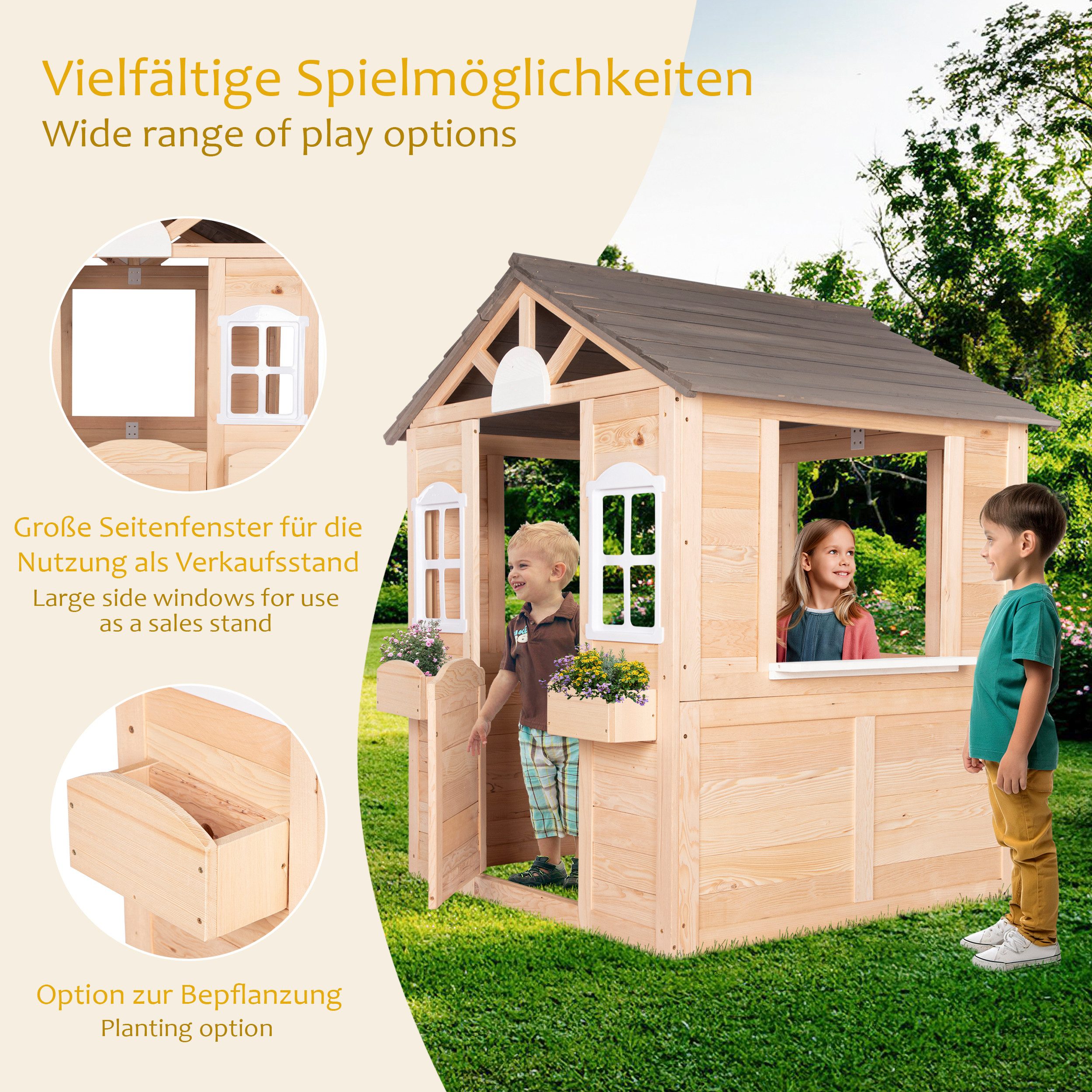 ONVAYA Spielhaus Kinderspielhaus ǀ mit Tür und Fenster