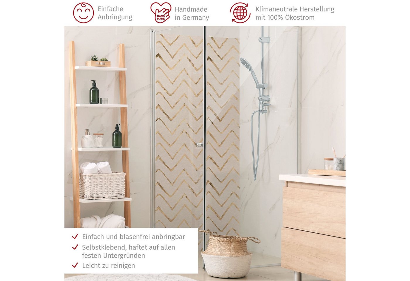 Thumbnail - Bilderdepot24 Badrückwand Abstrakt beige Duschrückwand ohne Bohren Dusche Muster, (1-tlg., Hart-Folie Smart matt 0,35 mm...