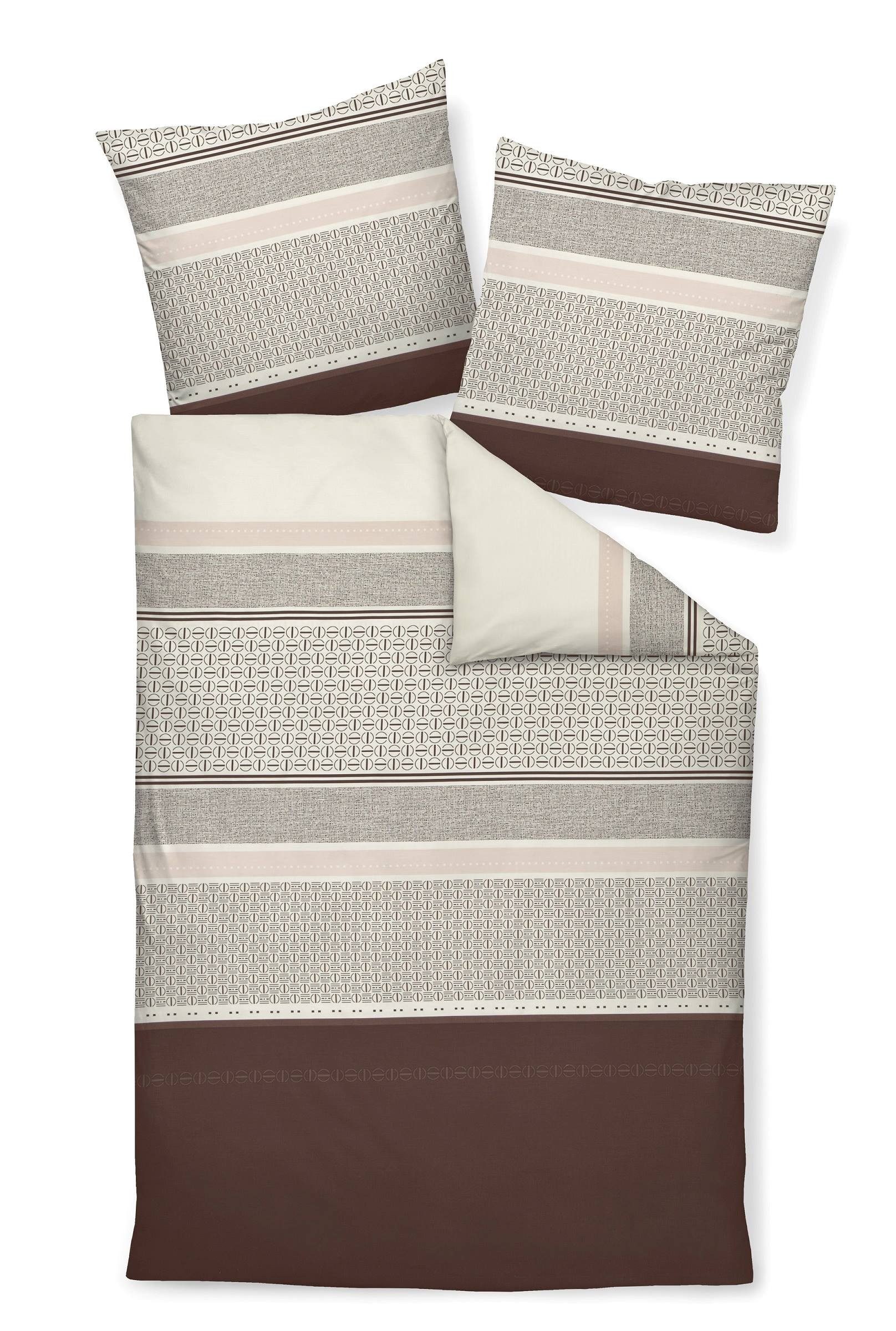 Janine Bettwäsche Janine J.D. Mako-Satin Bettwäsche 155x220 Streifen Kleinkaro rosenholz, Mako-Satin, 2 teilig
