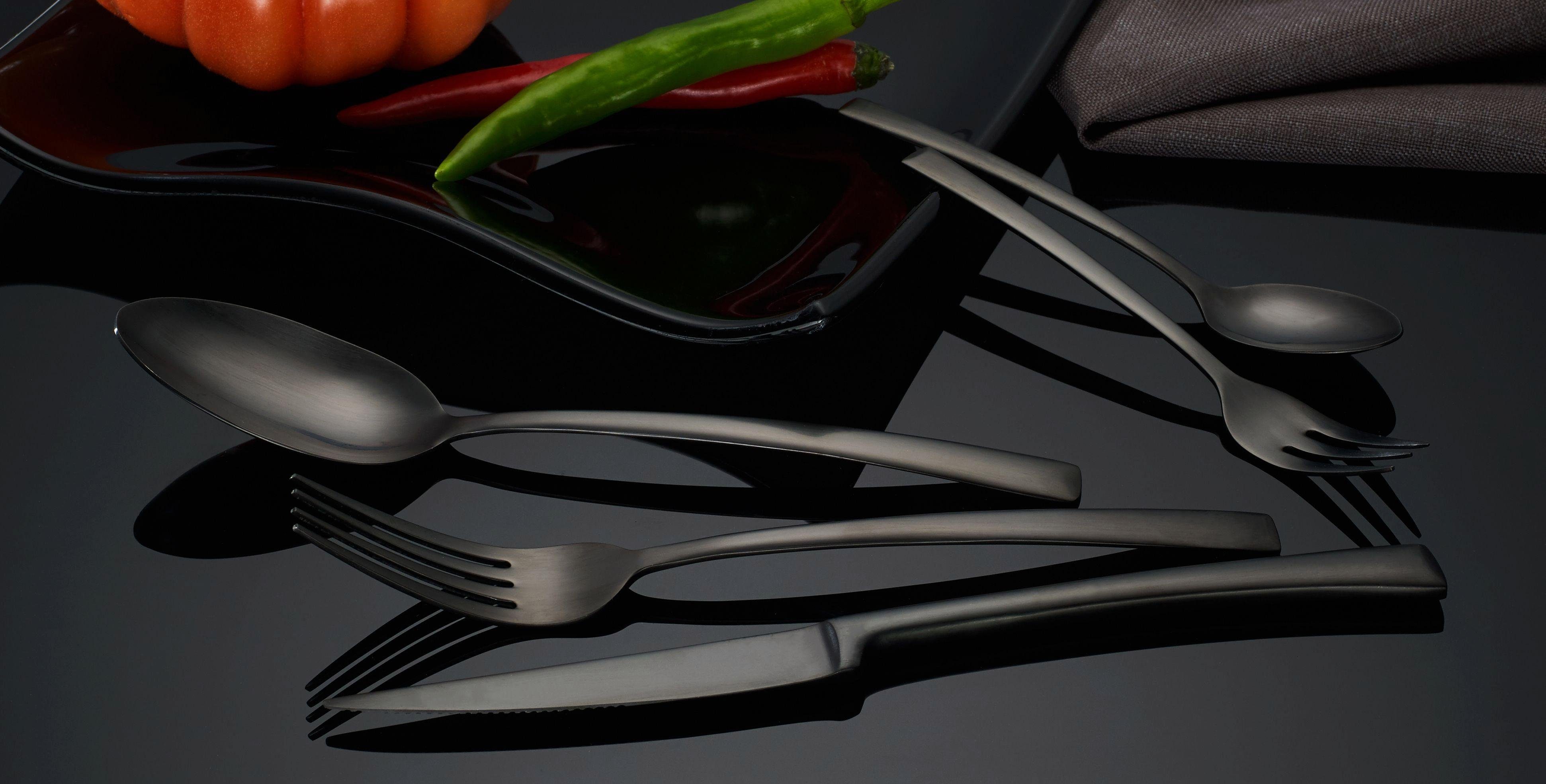 ECHTWERK Besteck-Set Avelino Black Edition (30-tlg), 6 Personen, Edelstahl 18/10, Tafelbesteck, mattiert, Geschenkkassette