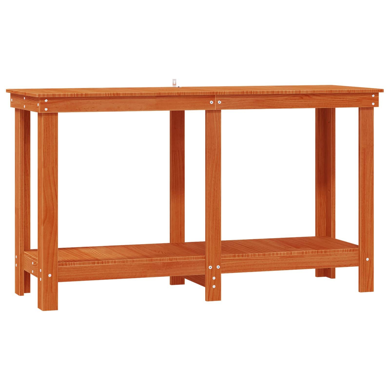 vidaXL Werkbank Werkbank Wachsbraun 140 x 50 x 80 cm Massives Kiefernholz, (1-tlg)