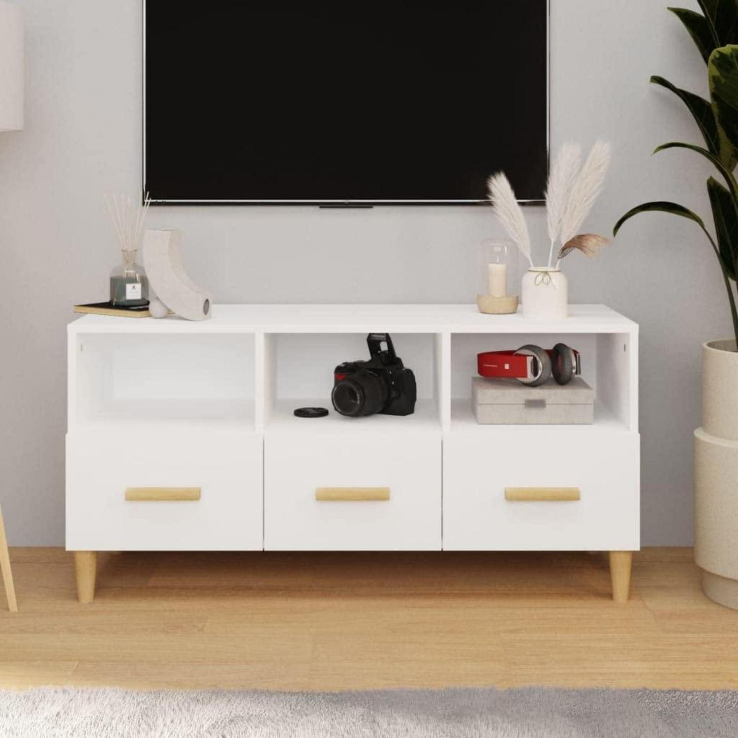 LuxusKollektion TV-Bank TV-Schrank Hochglanz-Weiß 102x36x50cm (1 St)