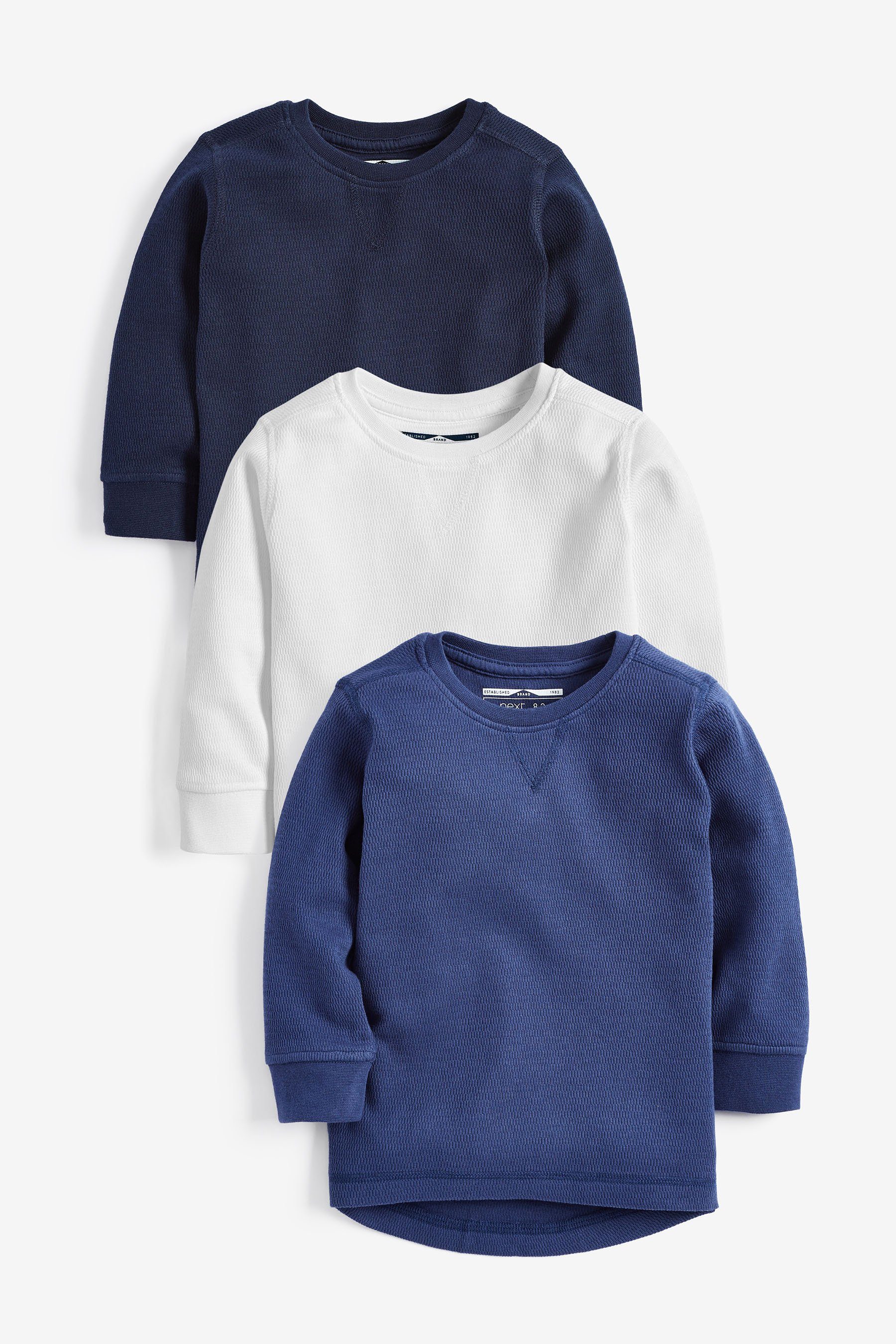 Langarmshirt Langärmelige T-Shirts mit Struktur im 3er-Pack