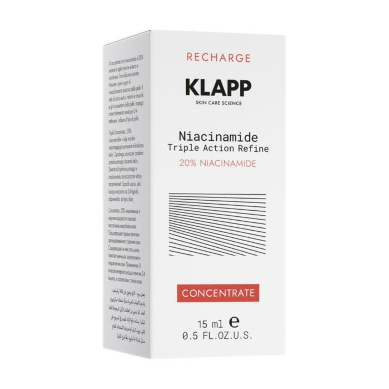 Klapp Cosmetics Nachtcreme Recharge Niacinamide 20% Triple Action Refine Concentrate, für empfindliche Augenpartie