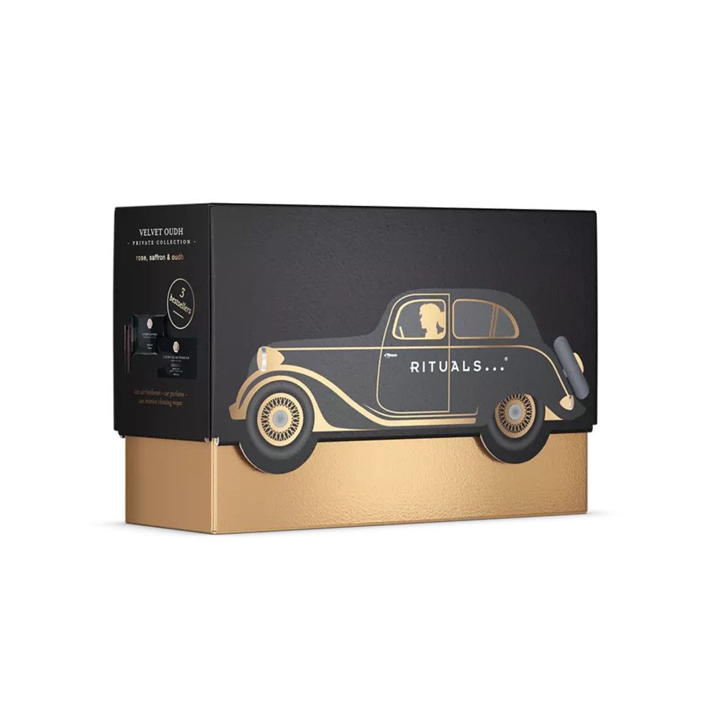 Rituals Pflege-Geschenkset Rituals Private Collection Velvet Oudh Car Gift Set Geschenkset L, 4-tlg., Enthält Lufterfrischer, Reinigungstücher und Spray