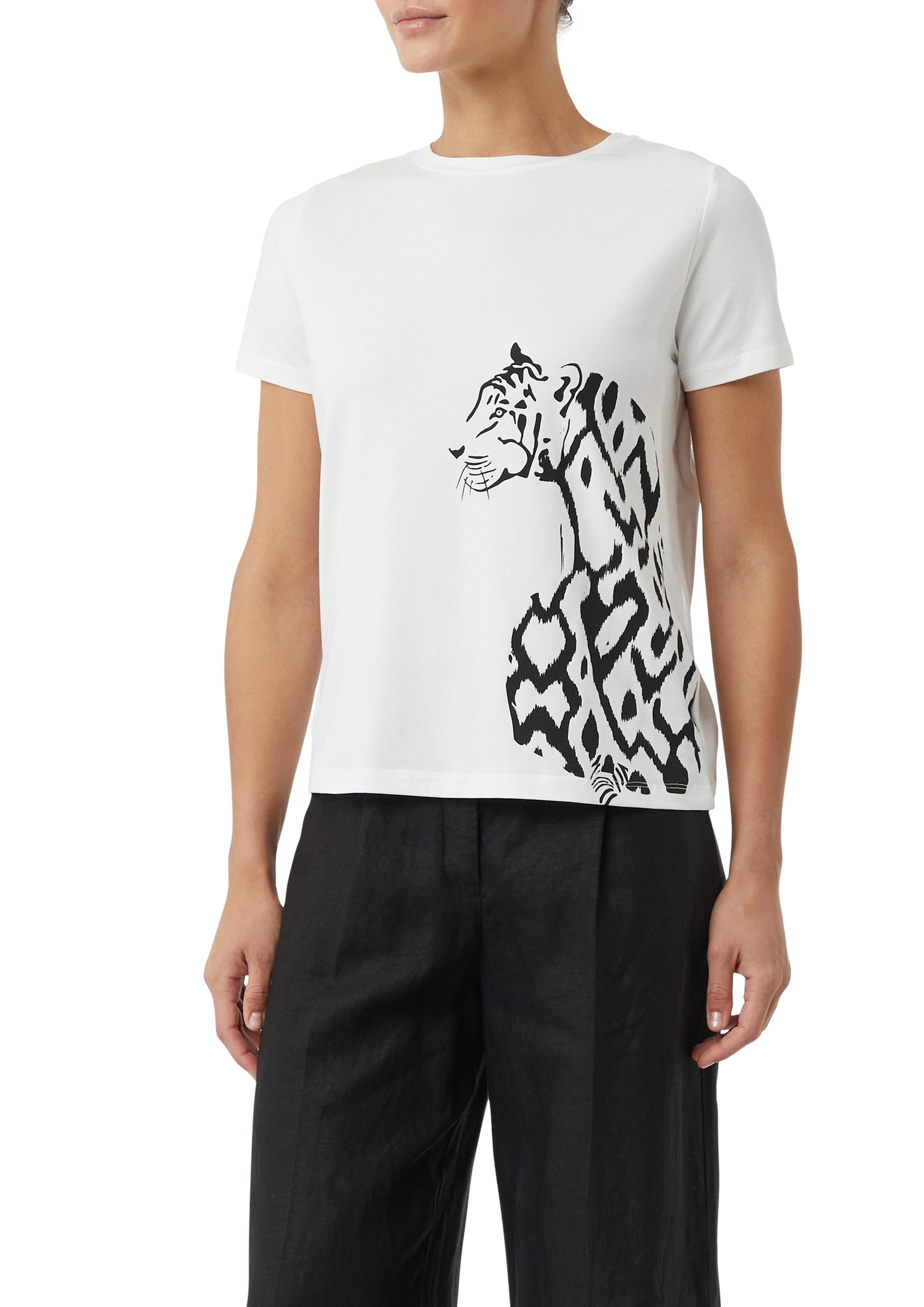 Comma Print-Shirt mit seitlichem Animal-Print günstig online kaufen
