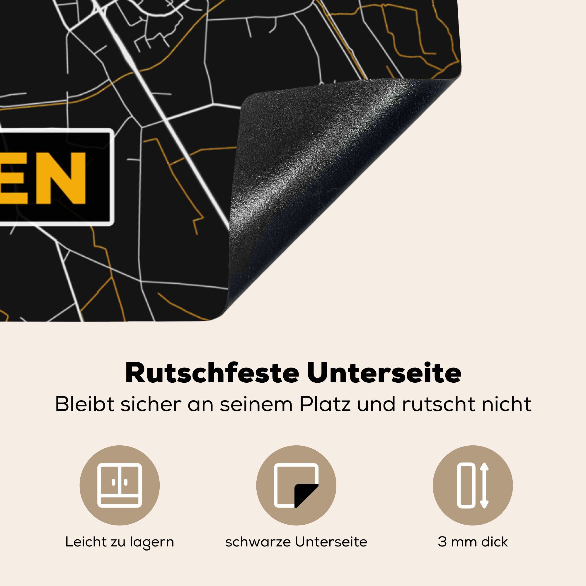 Dorsten - (1 - für Gold, Karte MuchoWow Arbeitsplatte tlg), Herdblende-/Abdeckplatte cm, 78x78 küche - Deutschland - Karte Vinyl, Ceranfeldabdeckung,