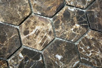 Mosani Mosaikfliesen Marmor Mosaik Fliese dunkelbraun mix geflammt Dusche Wand