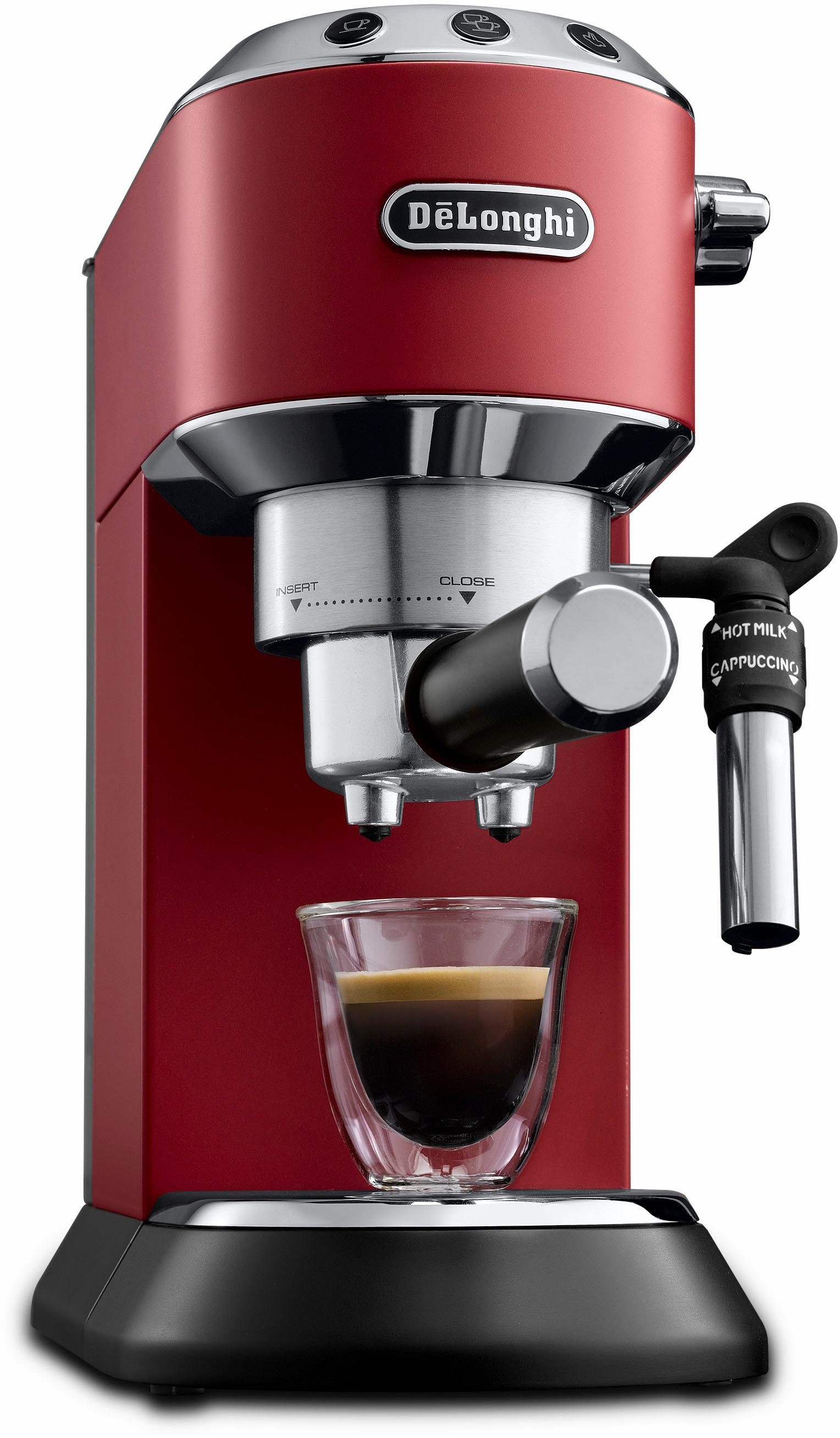 De'Longhi Espressomaschine Dedica Style EC685.M - Espresso & Doppio, mit Milchschaumdüse, Nur 15 cm breit, für E.S.E Pads geeignet, 1L, inkl. Milchschaumdüse