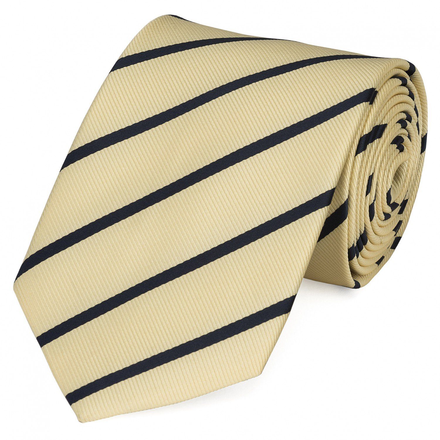 Fabio Farini Krawatte Herren Krawatte Gelb - verschiedene Gelbe Männer Schlips in 8cm (ohne Box, 1-St., Gestreift) Breit (8cm), Gelb Schwarz - Gobi Beige & Black