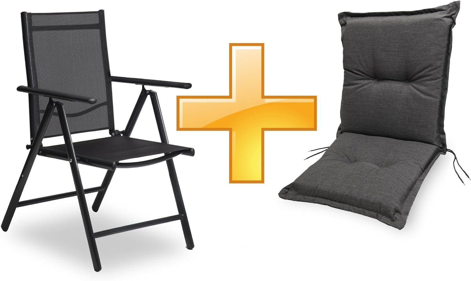 sunnypillow Gartenstuhl Set Gartenstuhl und Gartenstuhlauflage Niedriglehner Indoor / Outdoor, 100 x 50 x 9 cm Auflage wasserdicht UV-lichtecht
