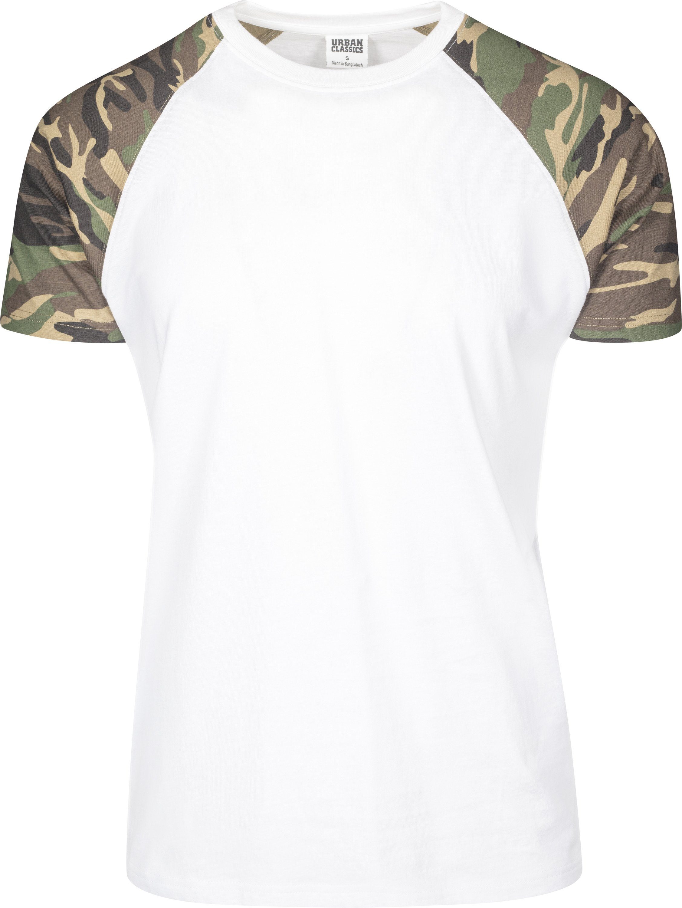 URBAN CLASSICS T-Shirt Herren Raglan Contrast Tee (1-tlg) white/woodcamo
