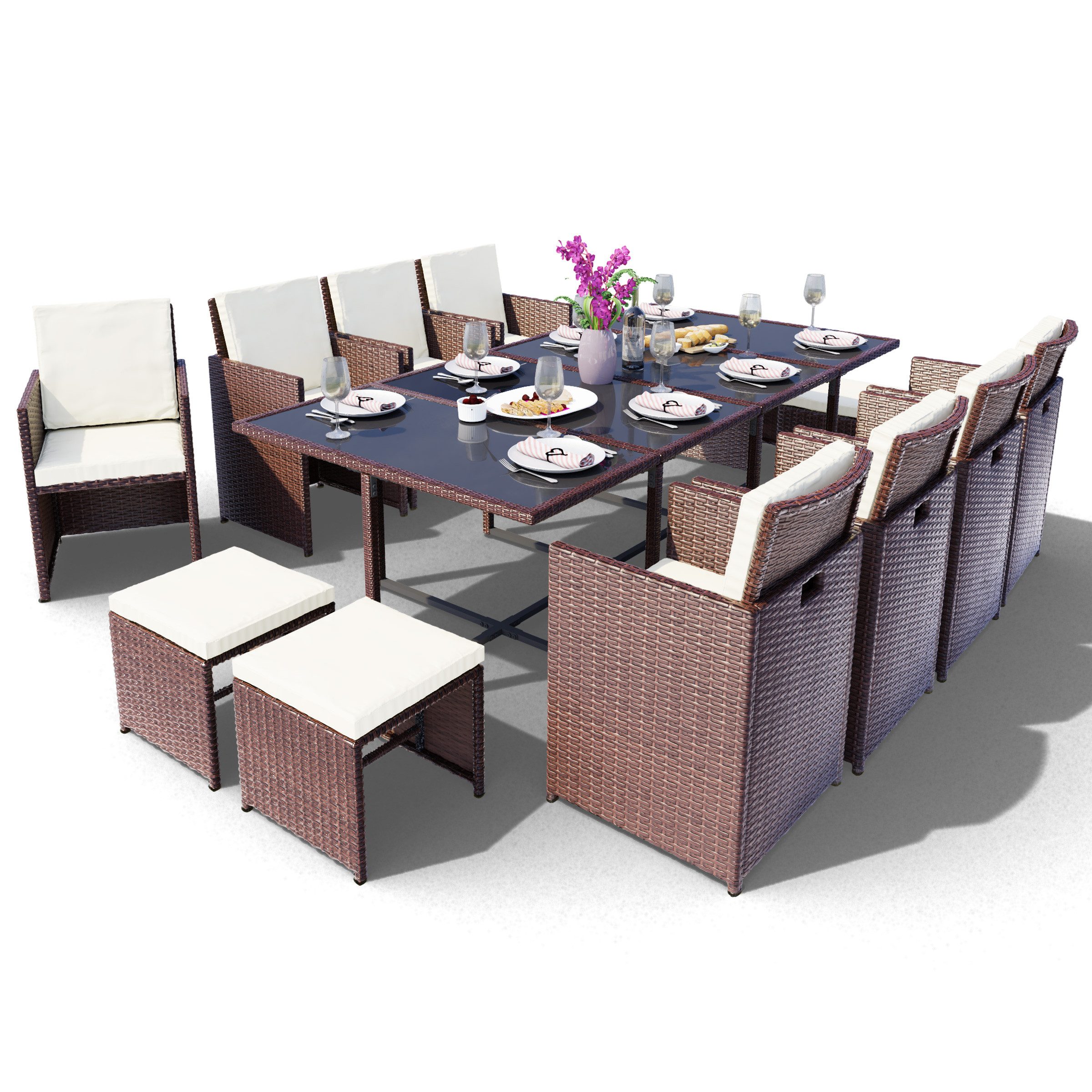 Swing&Harmonie Garten-Essgruppe Poly Rattan Sitzgruppe Esstisch günstig online kaufen