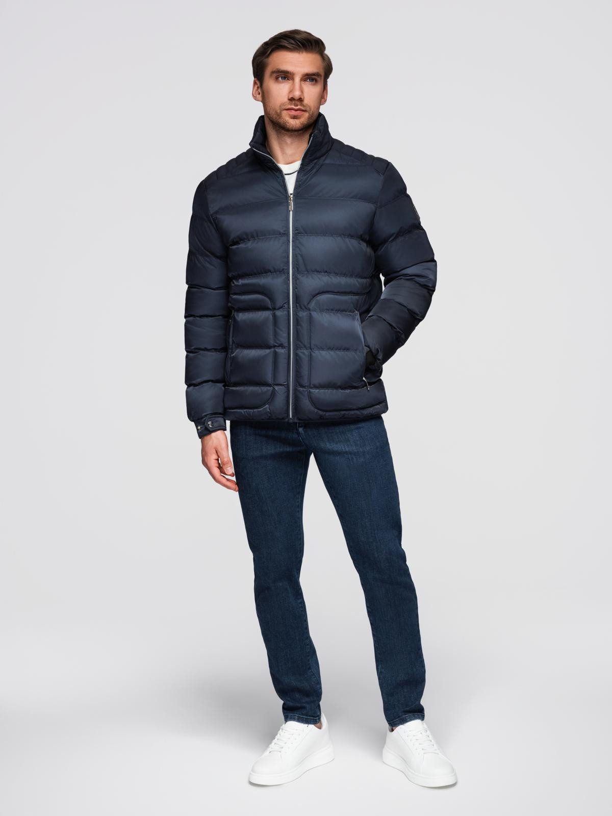 OMBRE Steppjacke Gesteppte Herrenjacke mit Glanz und Stehkragen