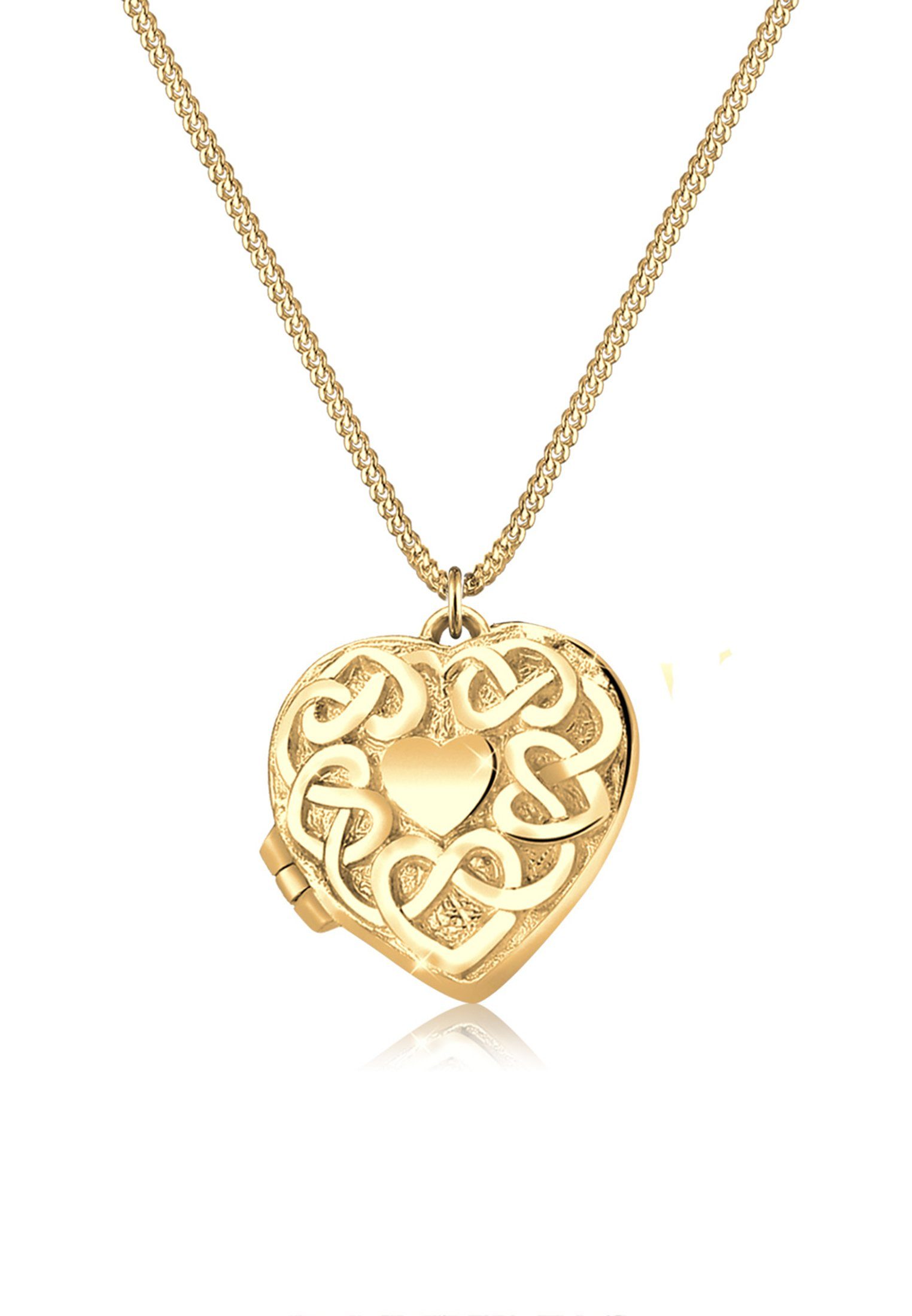 Elli Kette mit Anhänger Herz Medaillon Ornament 925 Silber, Herz günstig online kaufen