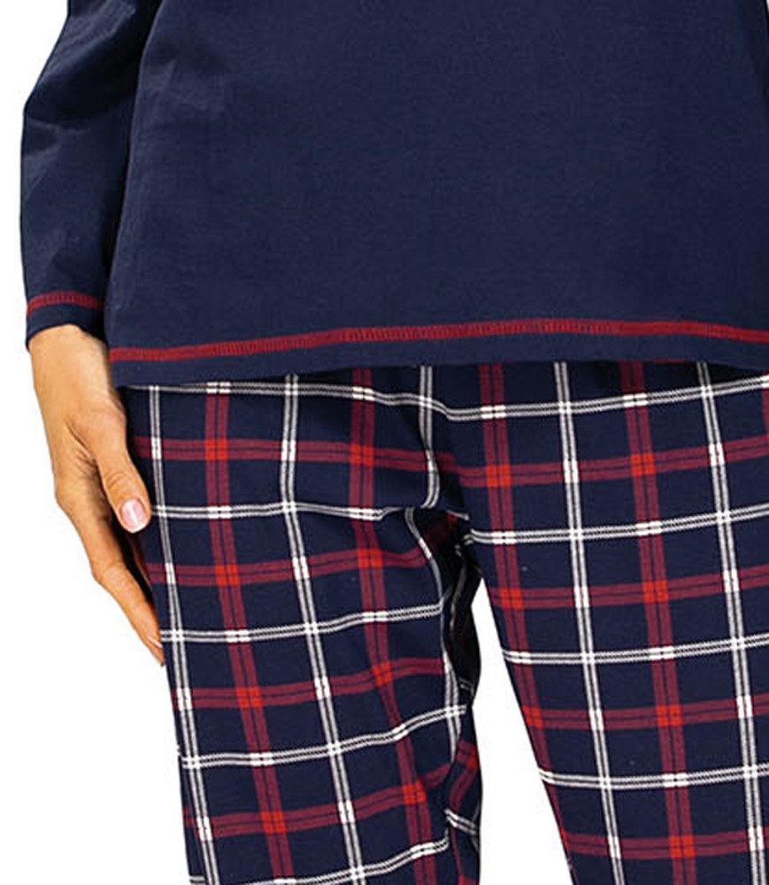 comtessa Pyjama Mädchen Schlafanzug Happy Winter (Packung, 1 Stück) karierte lange Hose