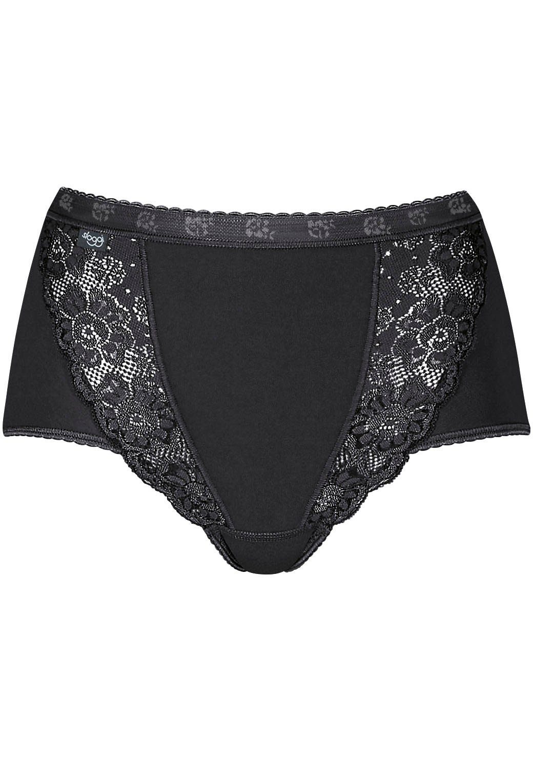 sloggi Maxislip Chic (4er Pack) elastische Spitzeneinsätze, feminin, Baumwollmix, elastisch