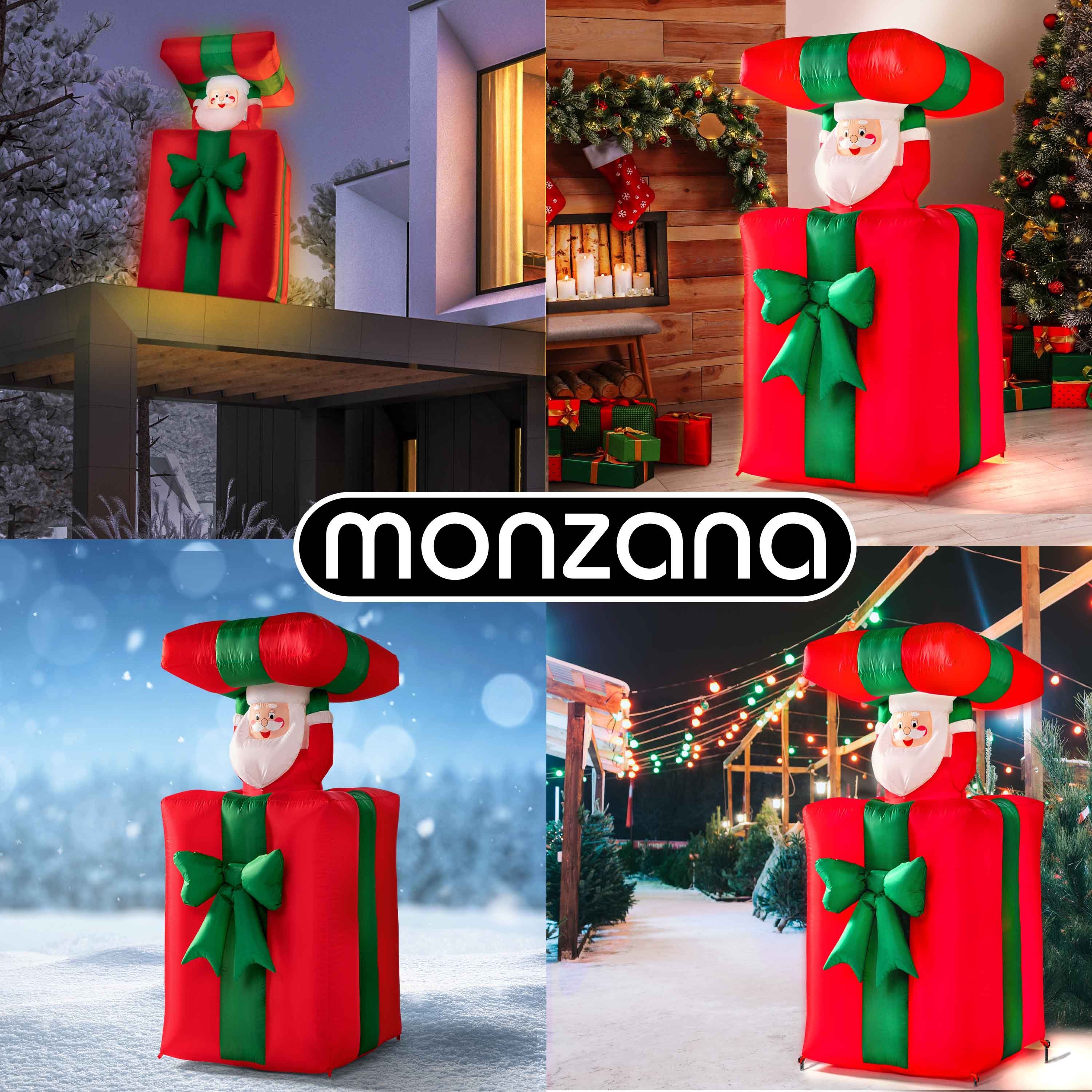 152cm monzana Aufblasbarer Springt-aus-der-Box IP44 LED Beleuchtet Weihnachtsmann, Außen