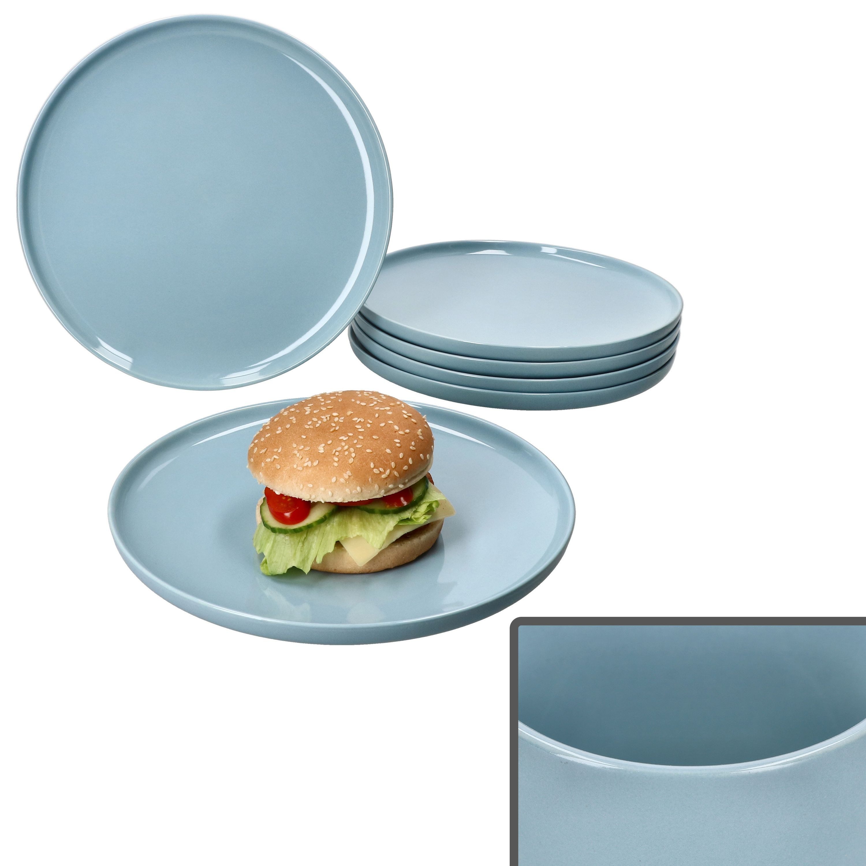 Ritzenhoff & Breker Тарелка обеденная Ritzenhoff 6x Jasper Тарелка обеденная Ø25,2cm Graublau Steingut Essteller