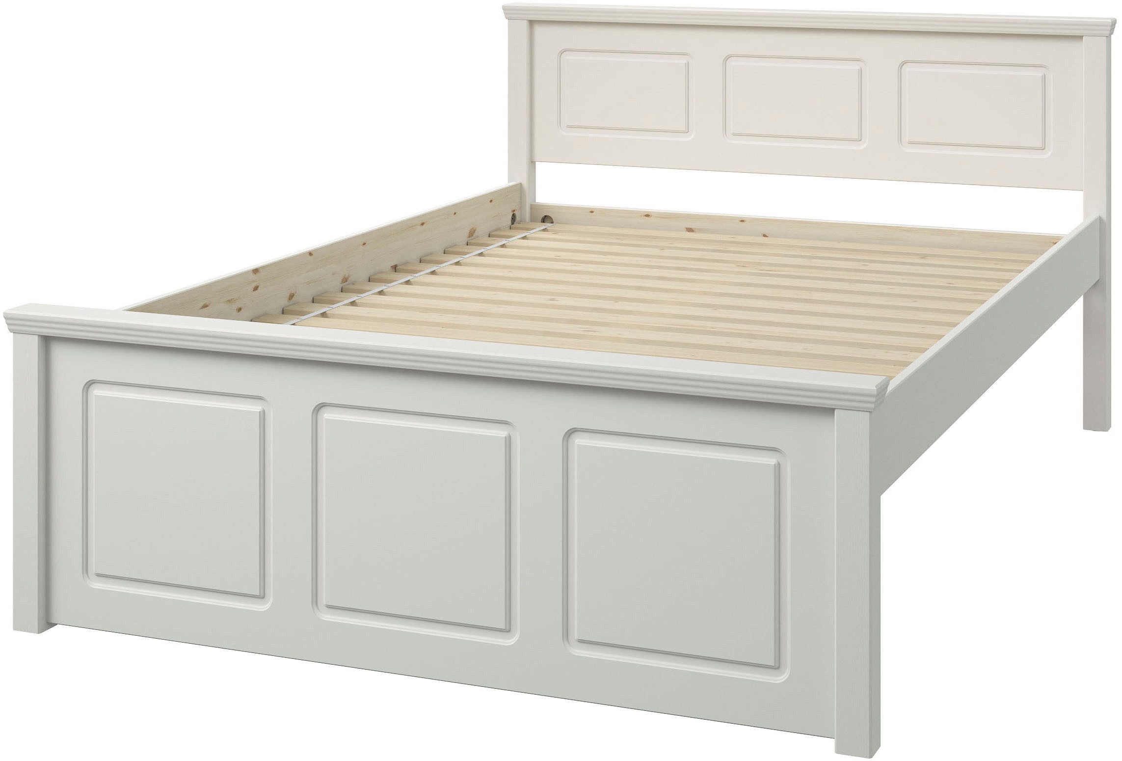 OTTO home Stauraumbett SVEA – Landhausstil, Massivholz-Kiefer & Lattenrost inklusive (B/T/H: 150/211/93 cm), 2 Schubladen + offene Fächer, FSC® zertifiziert, Made in Europe