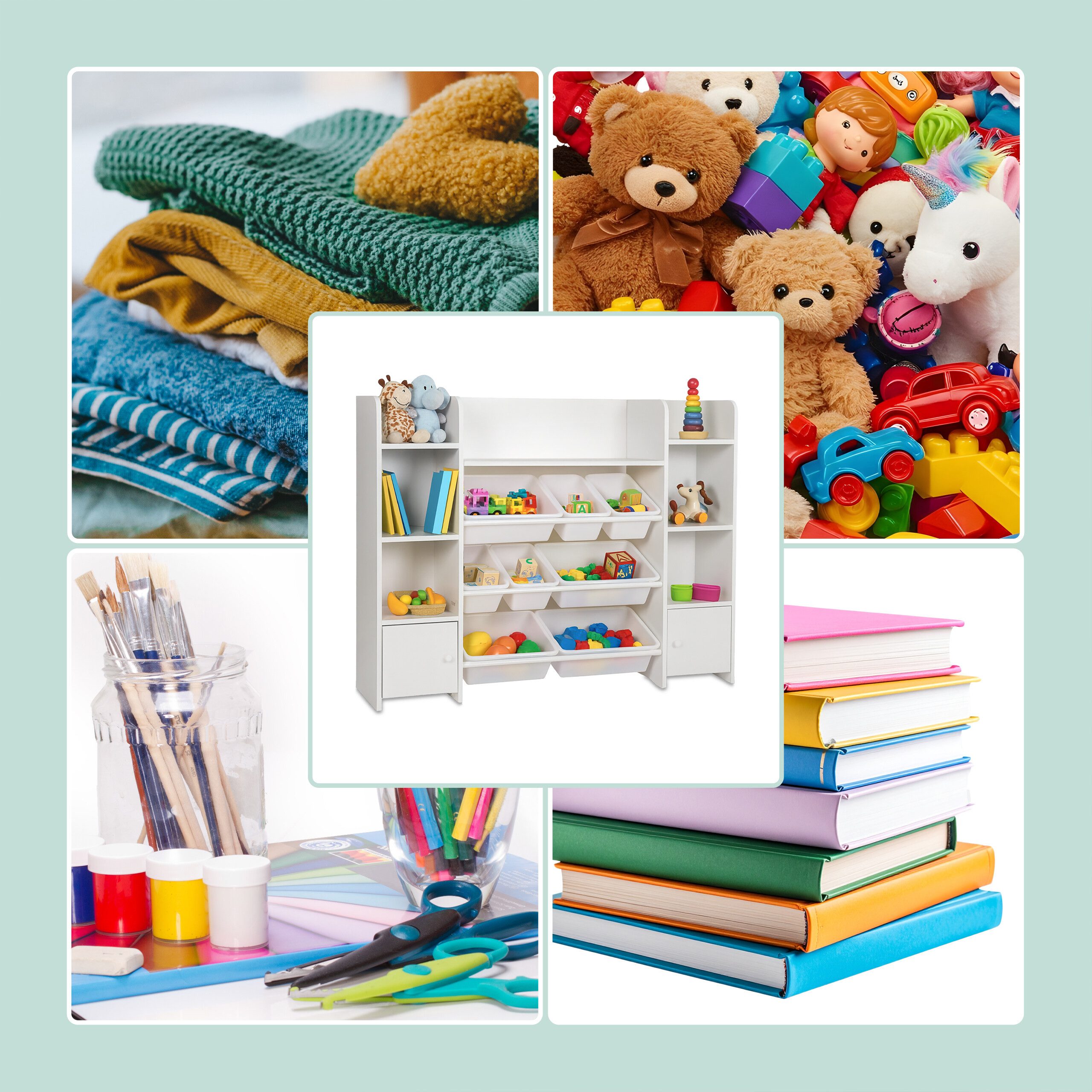 relaxdays Kinderregal groß mit Boxe, weiß