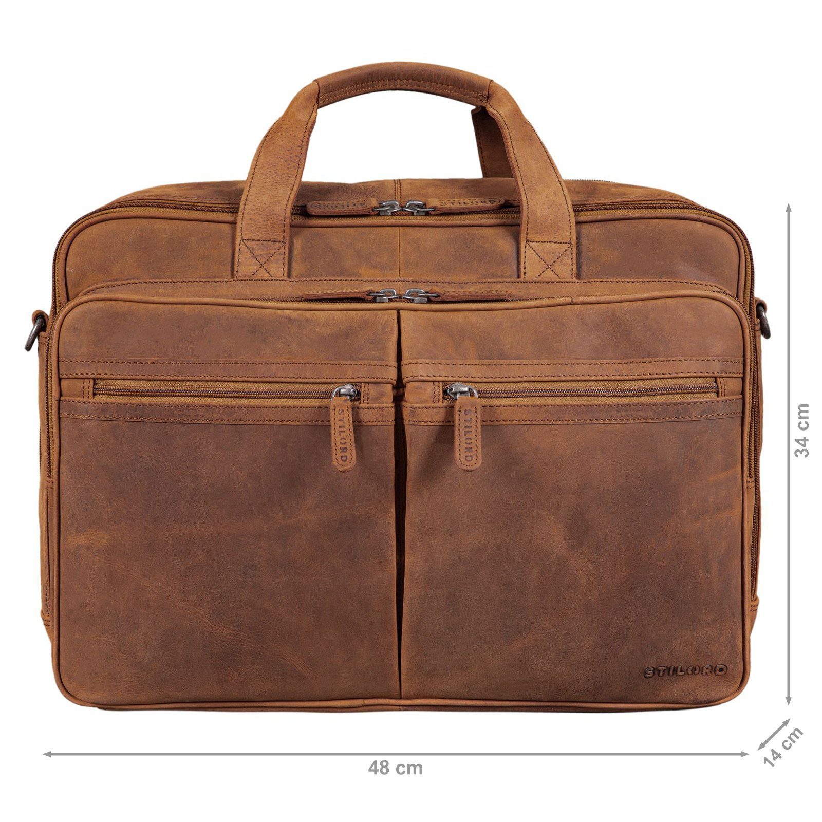 STILORD Laptoptasche "Gigantus" XXL Aktentasche Leder Laptoptasche 17 - 19 Zoll